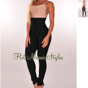 Hot Miami Styles Nude Black Bandage Jumpsuit